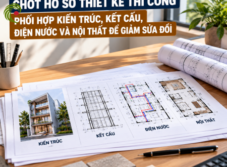 CHỐT HỒ SƠ THIẾT KẾ THI CÔNG: PHỐI HỢP KIẾN TRÚC, KẾT CẤU, ĐIỆN NƯỚC VÀ NỘI THẤT ĐỂ GIẢM SỬA ĐỔI